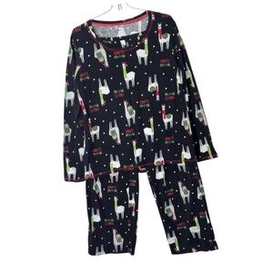 Llama Print Pajamas - Black size 2X